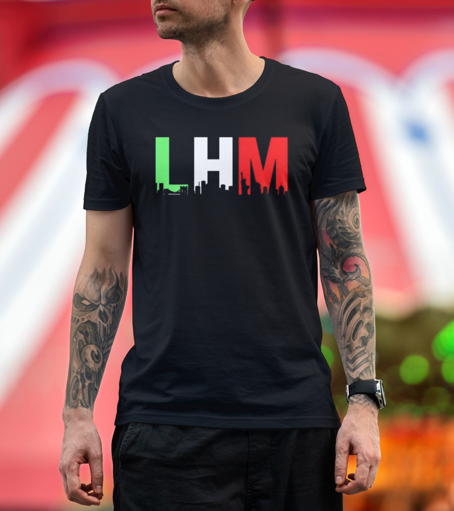 Stream Yvng Mobster LHM NYC Skyline Green White Red Drip Letters T-Shirt