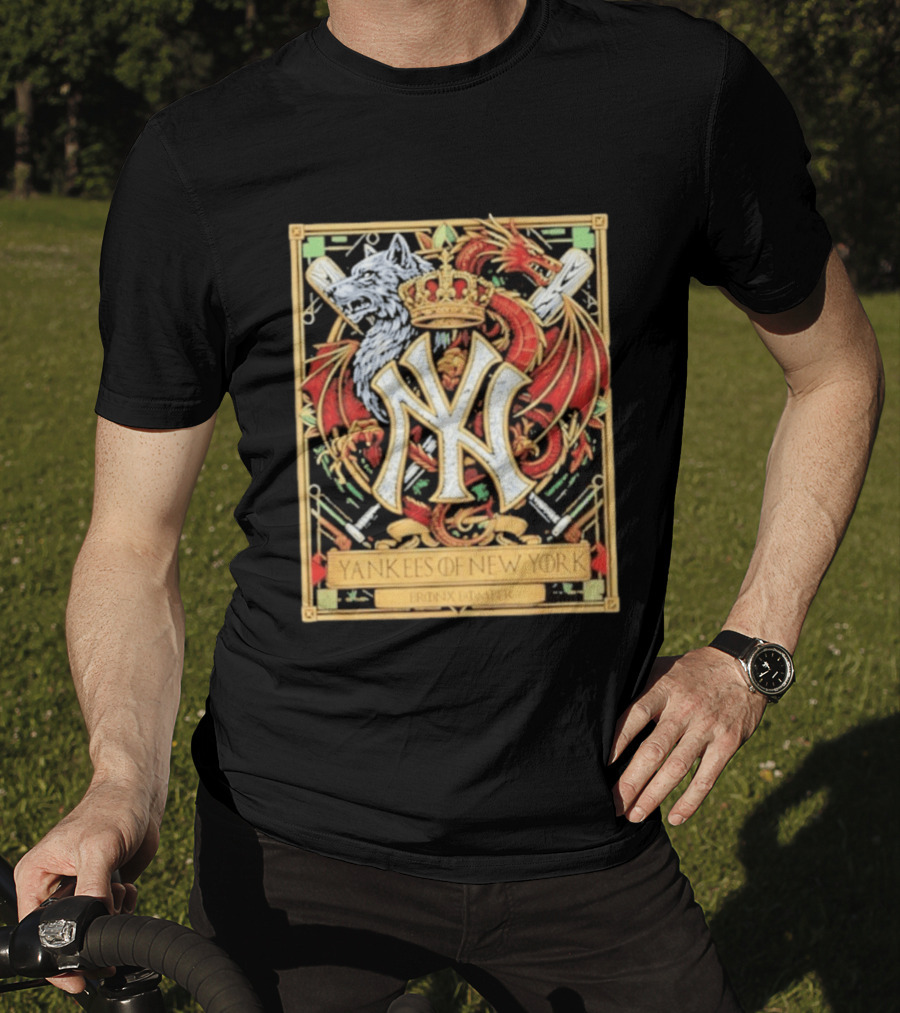 Yankees Of New York Bronx Bomber MLB Baseball Wolf Dragon Crown NY Crest T-Shirt