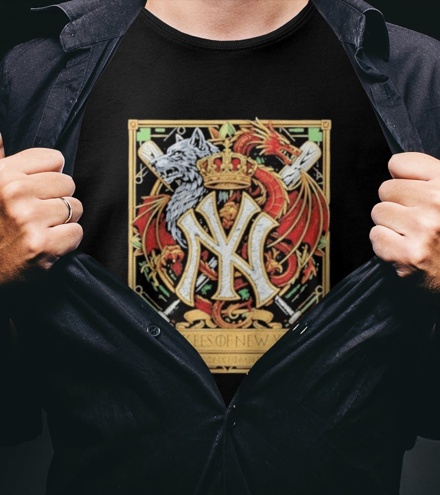 Yankees Of New York Bronx Bomber MLB Baseball Wolf Dragon Crown NY Crest T-Shirt