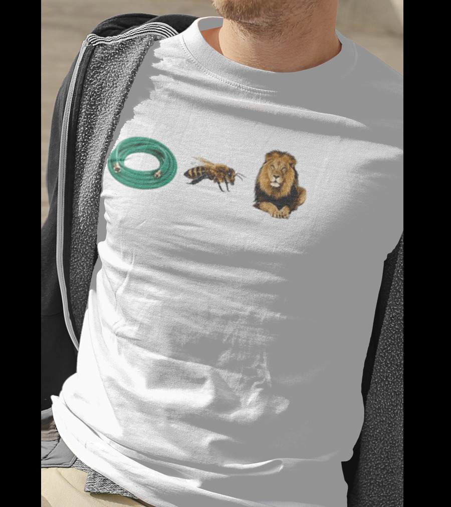 Hose Bee Lion Rebus Wordplay Pun Gardening Humor T-Shirt