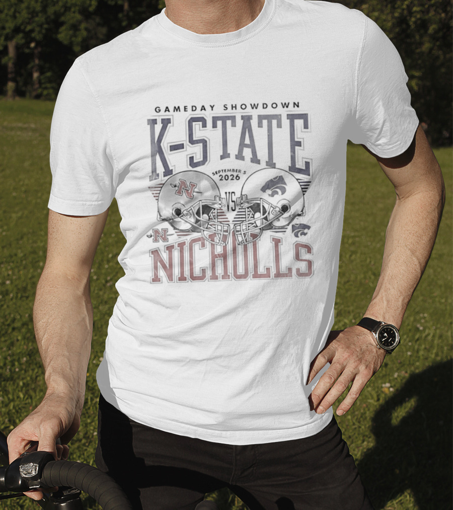 K State Gameday Showdown 2026 Vs Nicholls Helmets T-Shirt