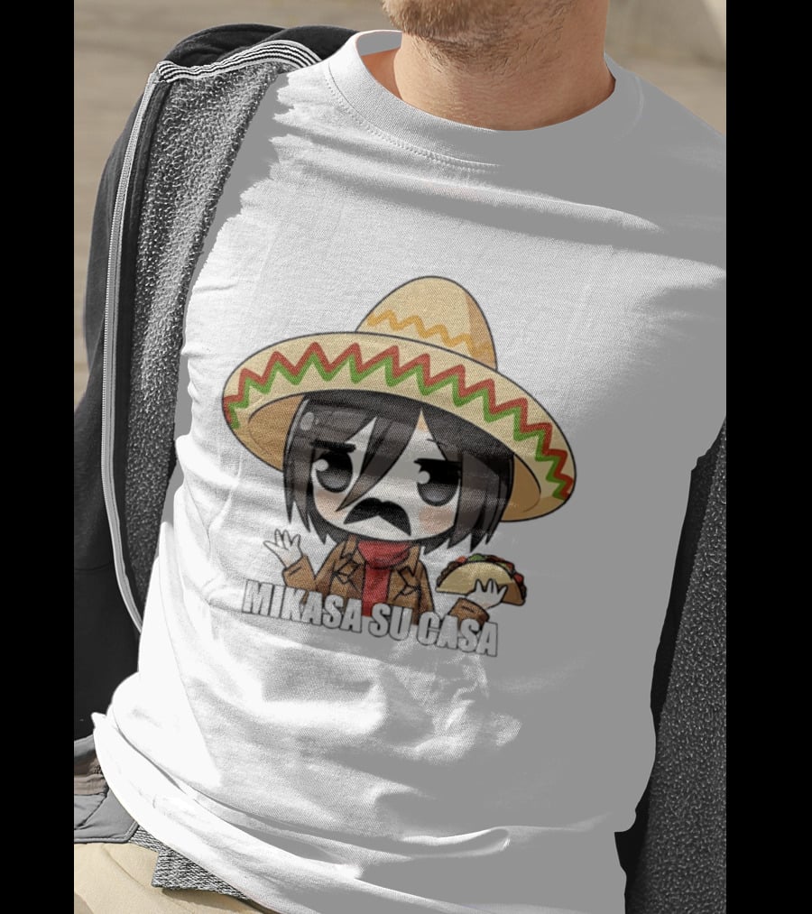 Mikasa Su Casa Funny Anime Taco Sombrero Mikasa Ackerman T-Shirt