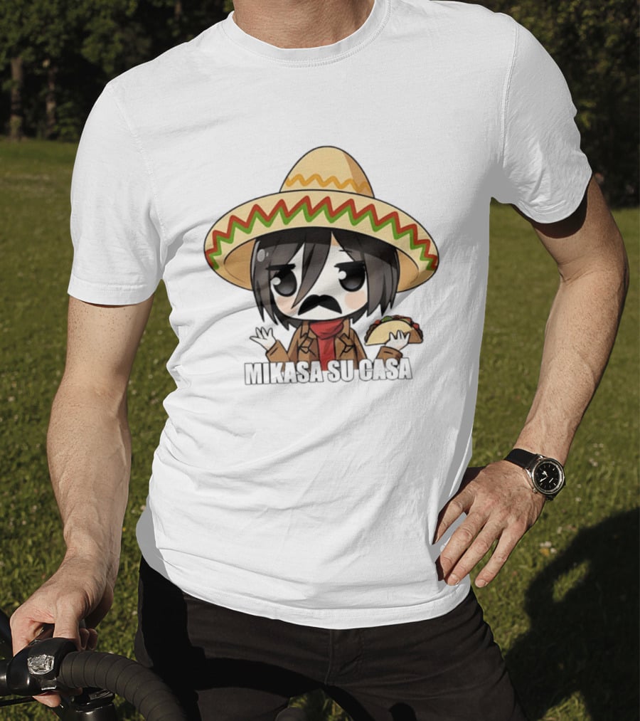 Mikasa Su Casa Funny Anime Taco Sombrero Mikasa Ackerman T-Shirt