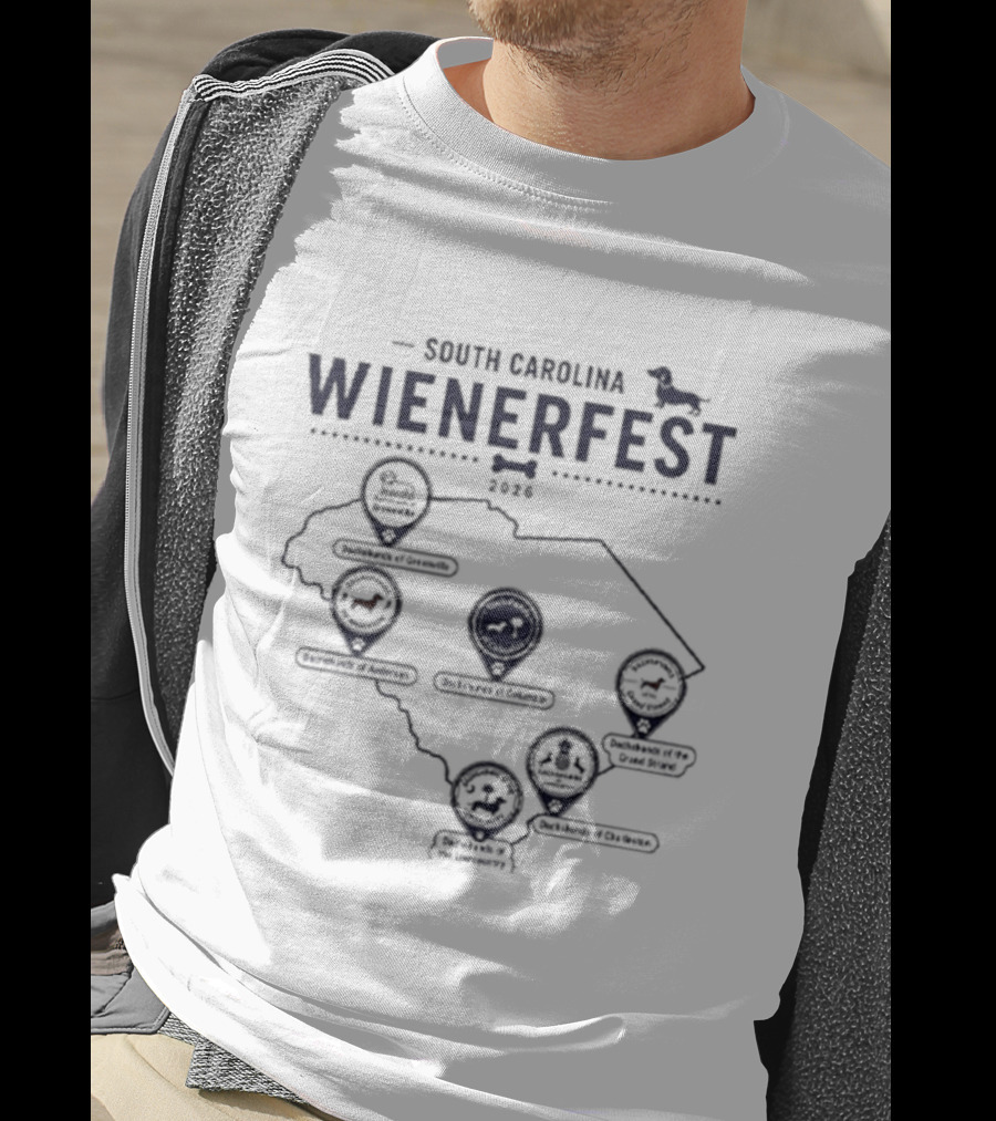South Carolina Wienerfest 2026 Dachshund Festival Dog Lover Event Map T-Shirt
