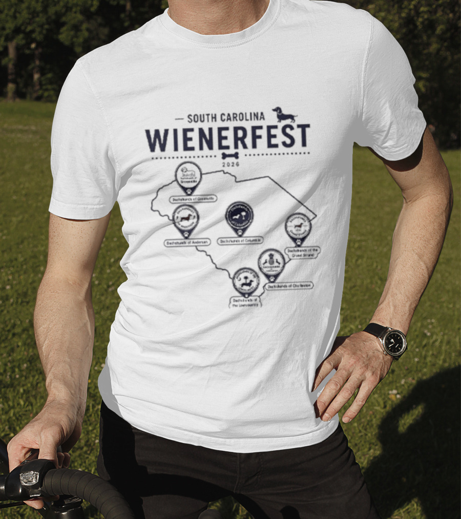 South Carolina Wienerfest 2026 Dachshund Festival Dog Lover Event Map T-Shirt
