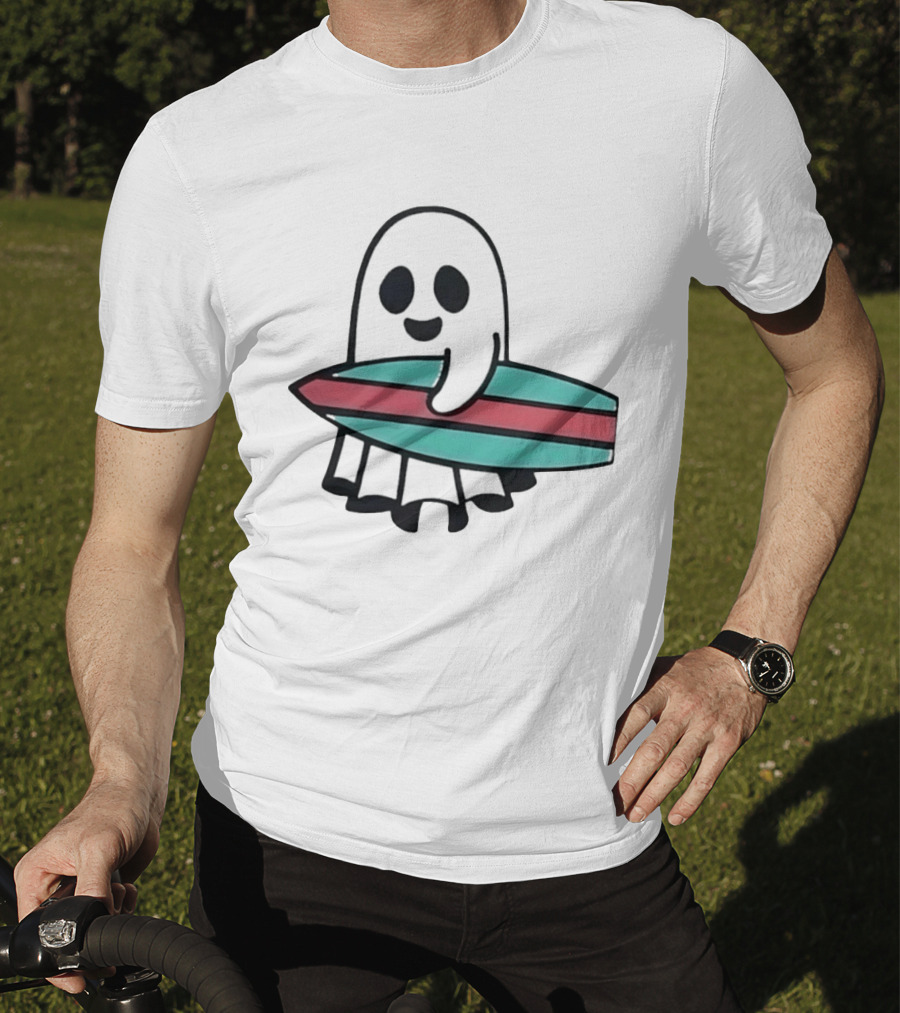 Ghost With Surfboard Adventure Surfing Ghost Fun T-Shirt