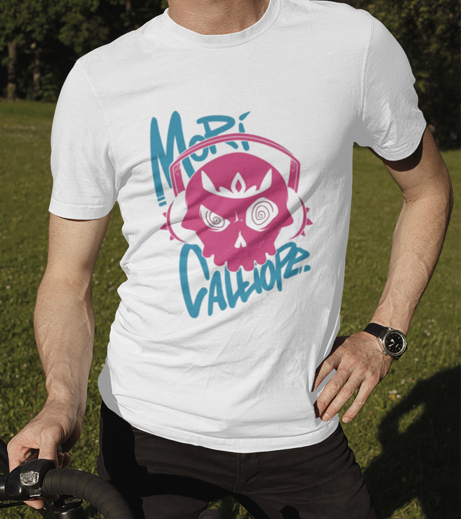 Mori Calliope Pink Skull With Headphones T-Shirt