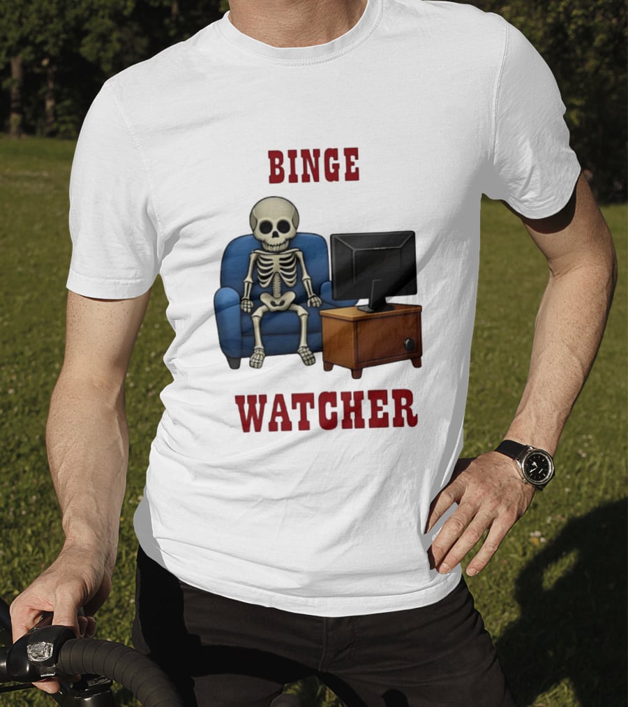 Binge Er Skeleton On Couch With TV T-Shirt