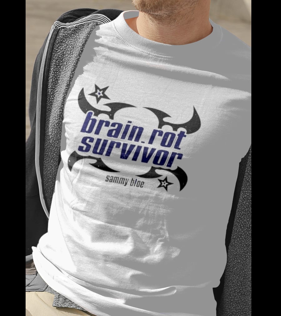 Brainrot Survivor Sammy Blue Stars Tribal T-Shirt