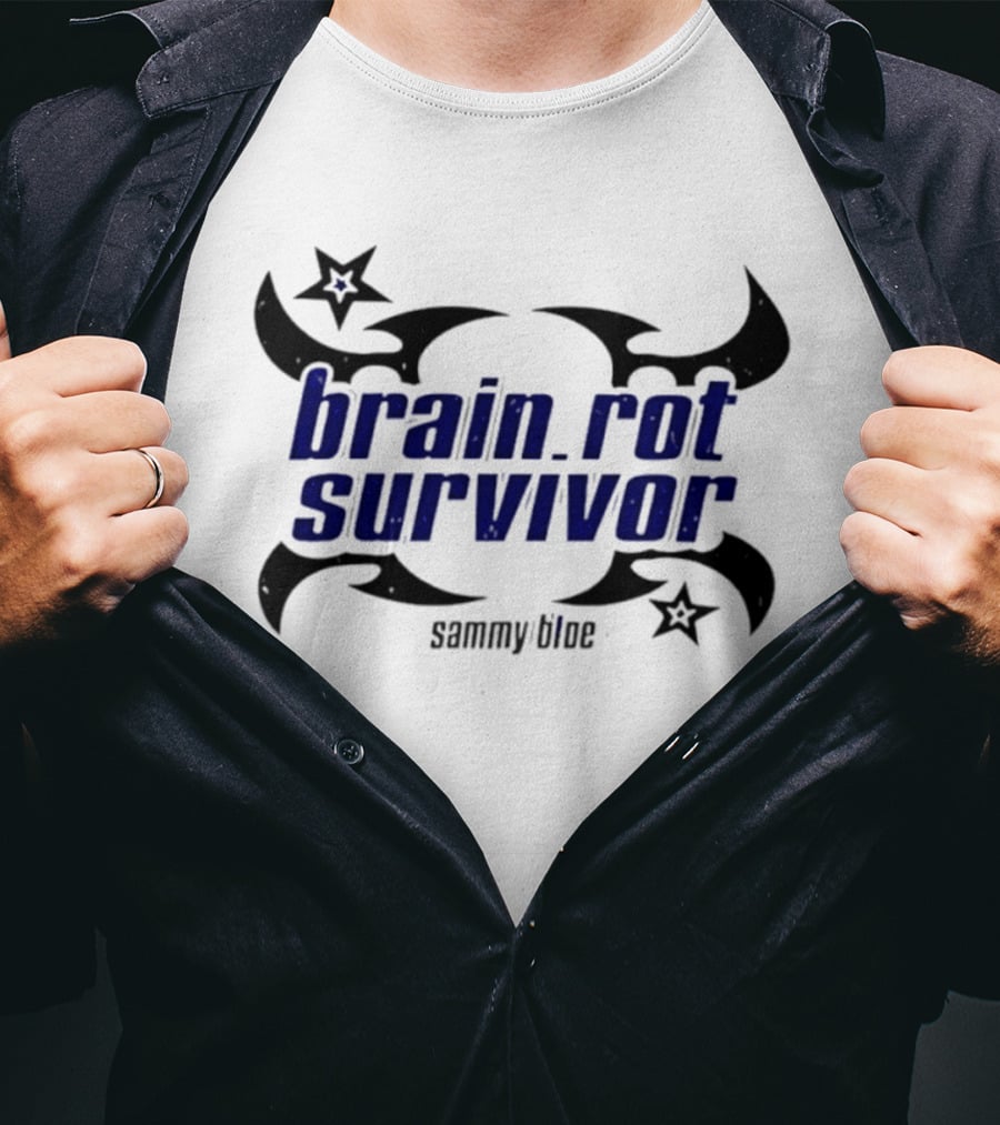Brainrot Survivor Sammy Blue Stars Tribal T-Shirt
