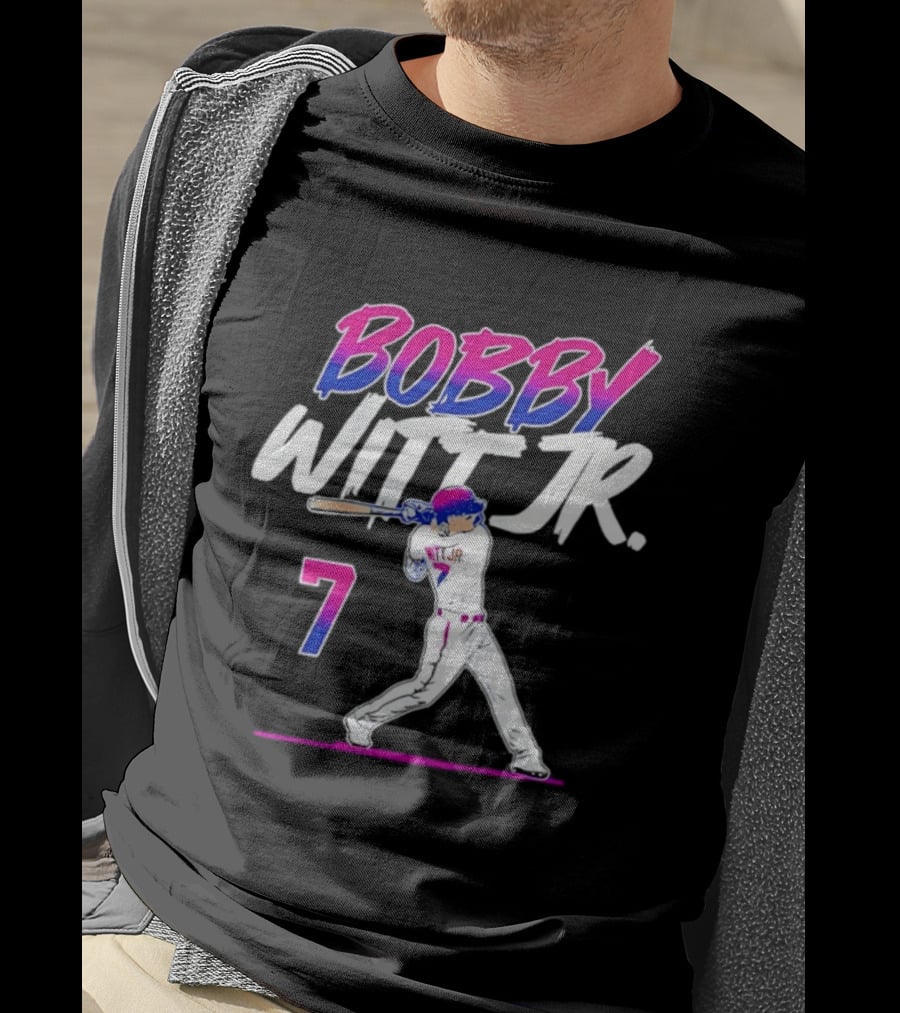 Bobby Witt Jr. 7 Kansas City Royals MLB Slugger Swing T-Shirt