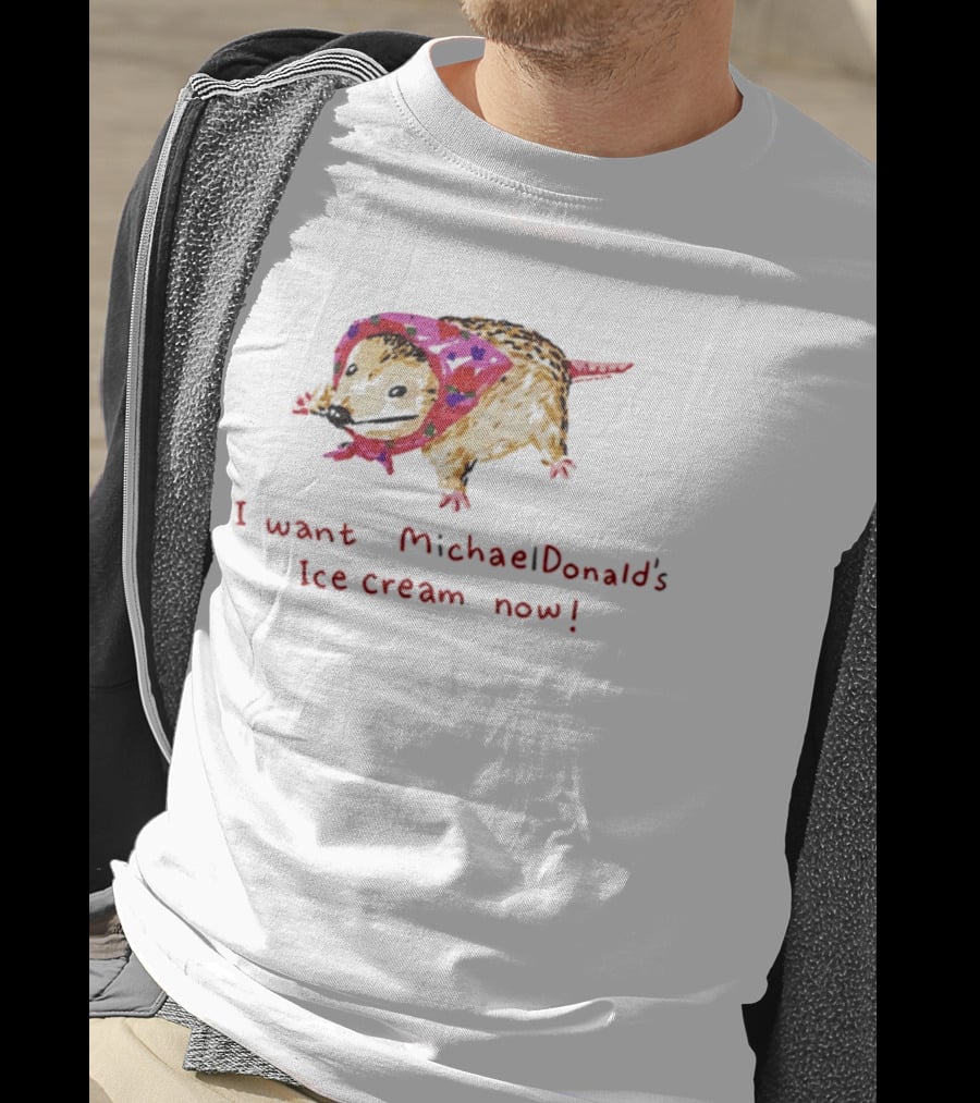 I Want MichaelDonald's Ice Cream Now Opossum In Pink Bandana T-Shirt