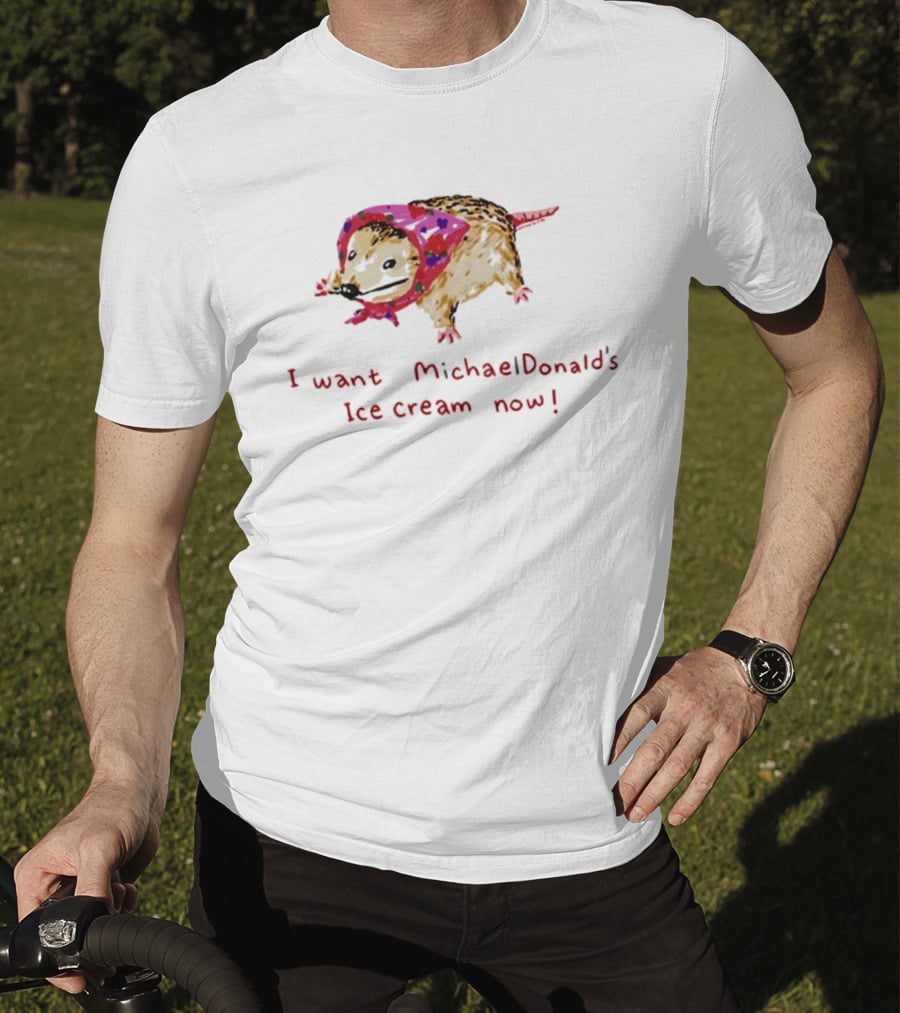 I Want MichaelDonald's Ice Cream Now Opossum In Pink Bandana T-Shirt