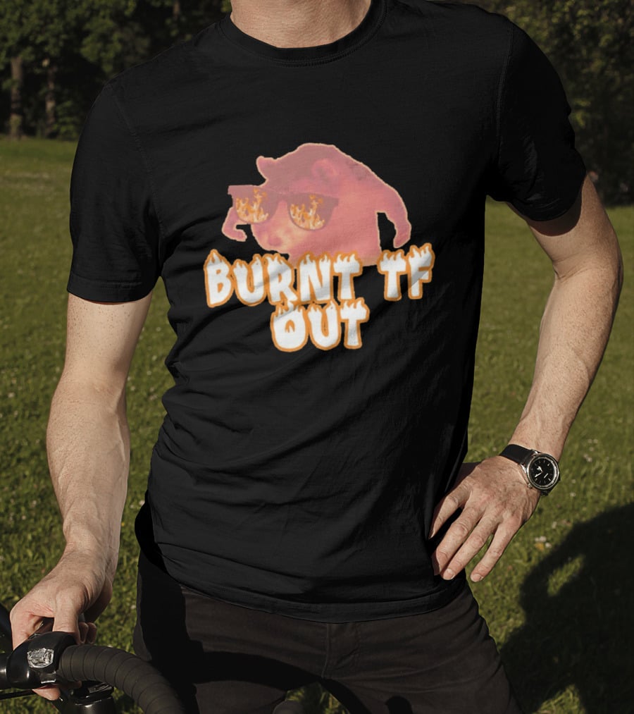 Burnt TF Out Flaming Sunglasses Meme Cat T-Shirt