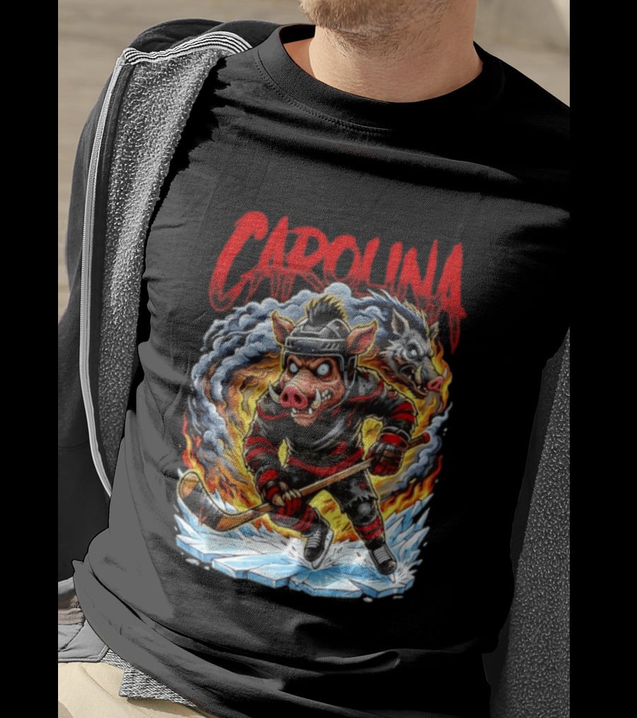 Carolina Hurricanes Stormy Hockey Player Ice Action T-Shirt