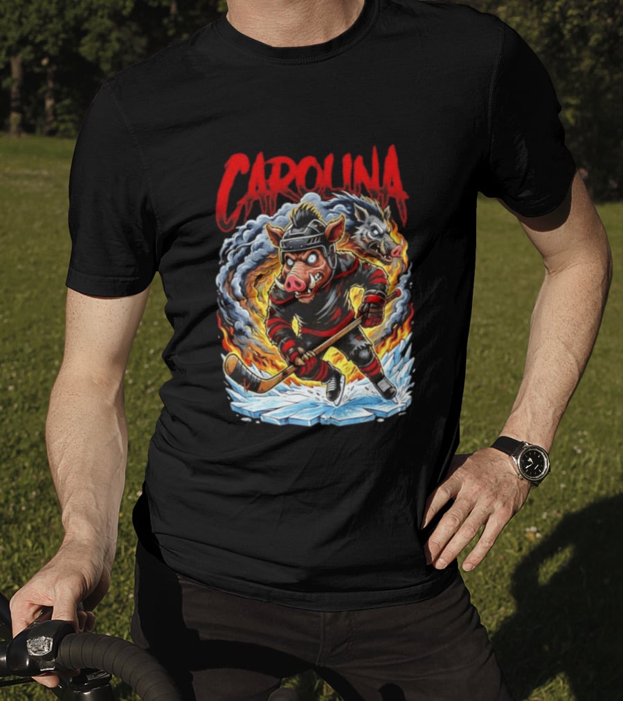 Carolina Hurricanes Stormy Hockey Player Ice Action T-Shirt