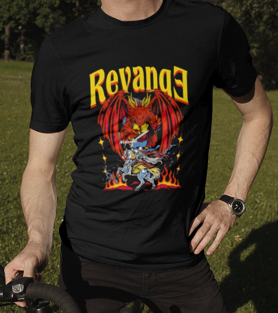 Revenge Dragon Knight Sword Fire Fantasy T-Shirt