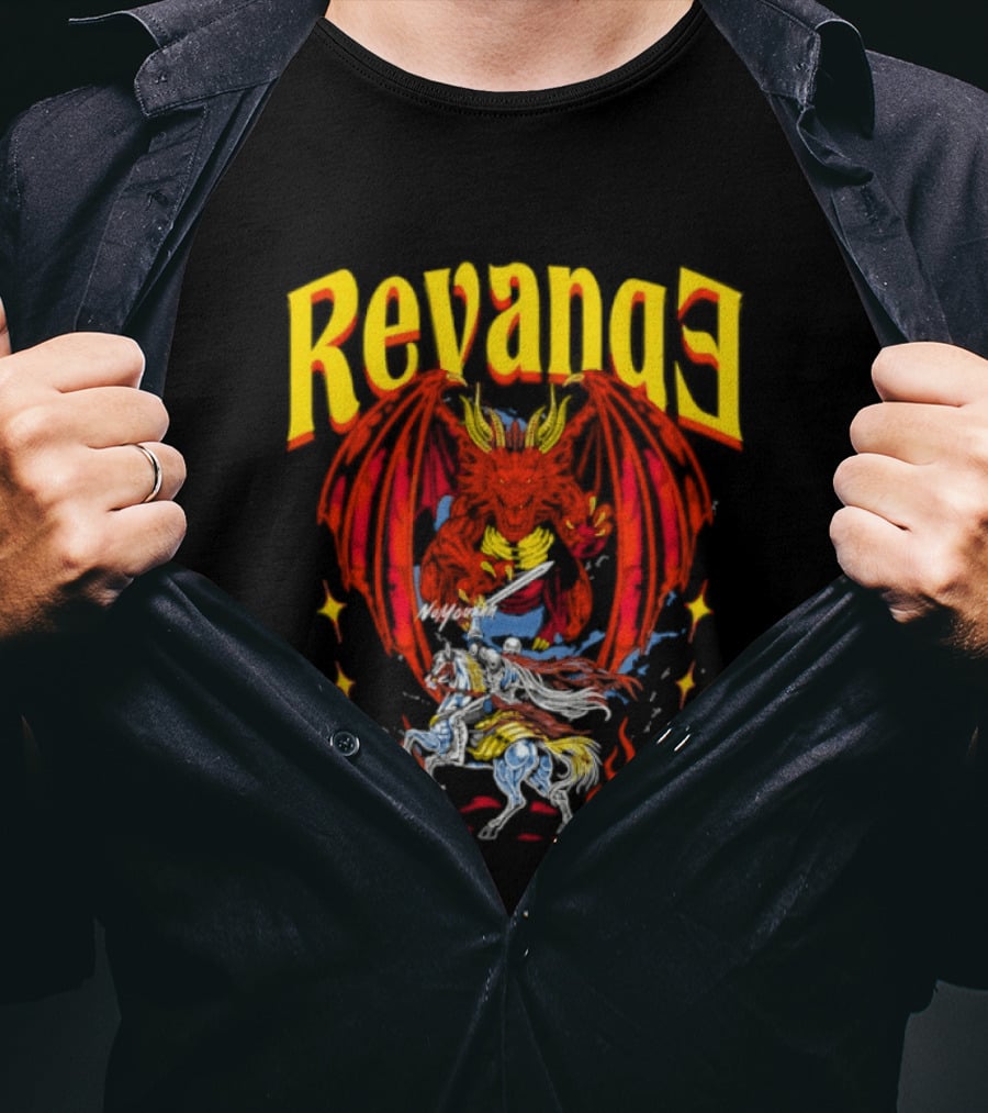 Revenge Dragon Knight Sword Fire Fantasy T-Shirt