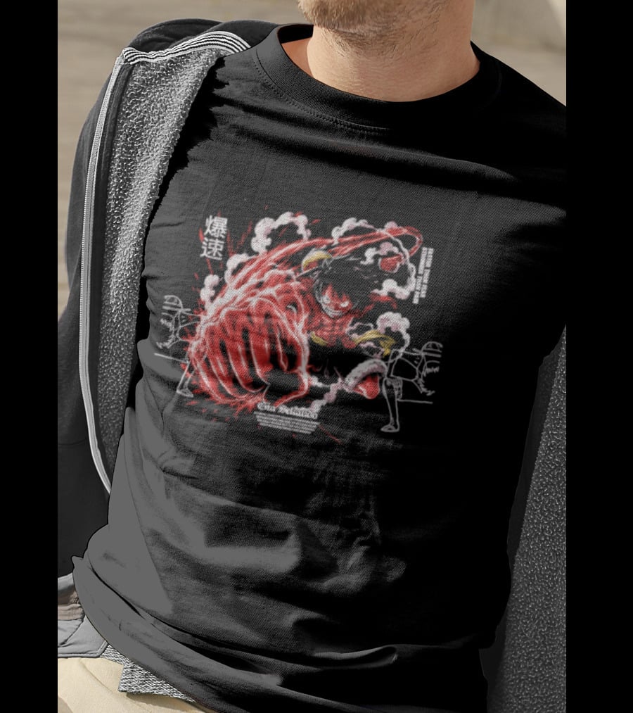 Monkey D. Luffy Faster Than Fear Stronger Than Pain Anime Gear Second Splash Attack T-Shirt