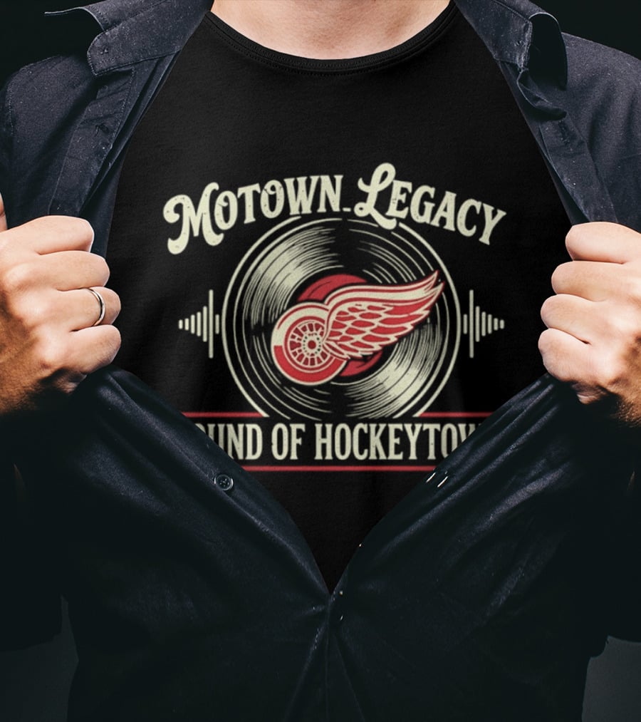 Motown Legacy Sound Of Hockeytown Detroit Red Wings Winged Wheel T-Shirt
