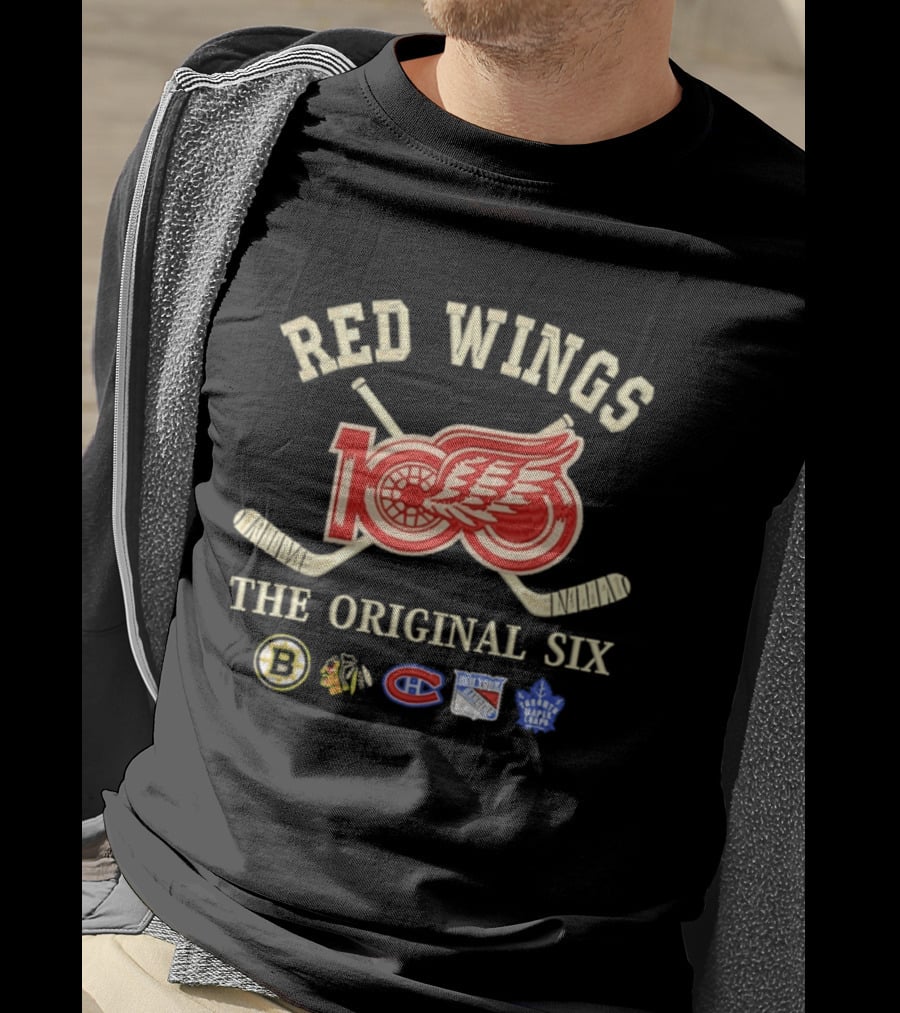 Red Wings 100 Anniversary The Original Six NHL Hockey Teams T-Shirt