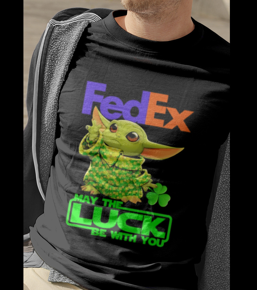 FedEx Baby Yoda May The Luck Be With You Clover T-Shirt