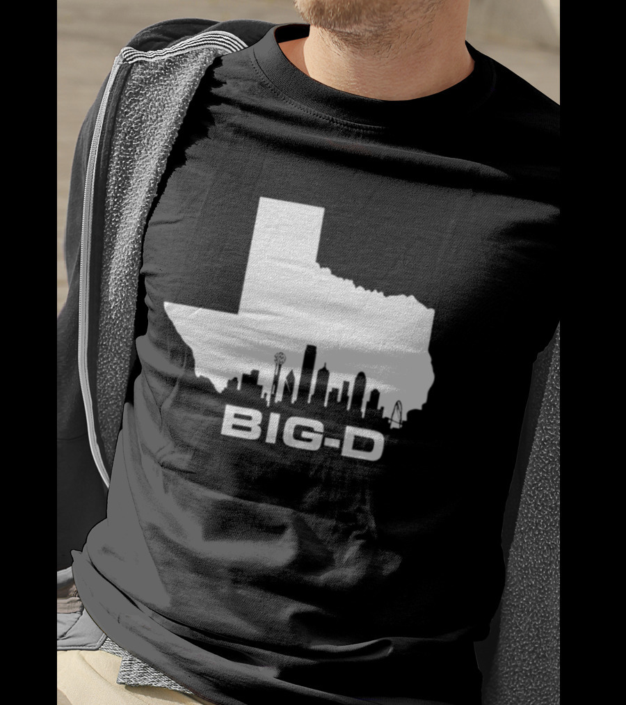 Big D Texas Outline Dallas City Skyline Map T-Shirt