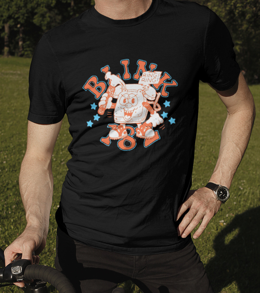 Blink 182 Ring Ring Cartoon Telephone Character With Stars T-Shirt