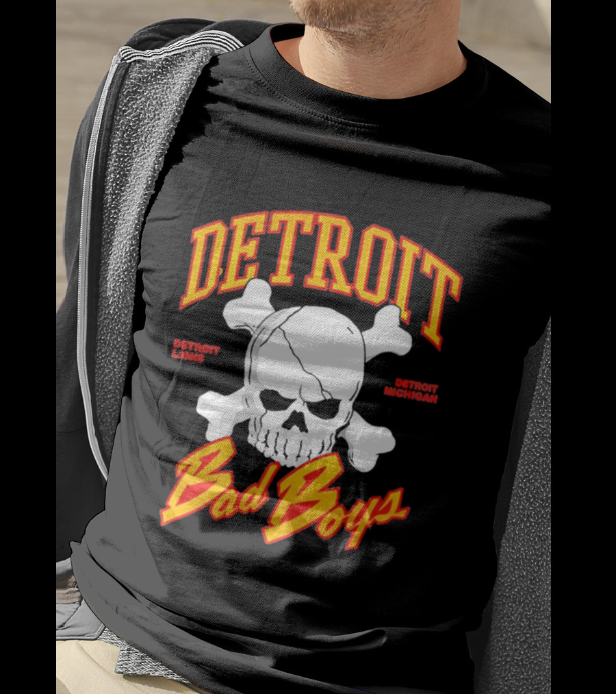 Detroit Lions Bad Boys Skull Detroit Michigan T-Shirt