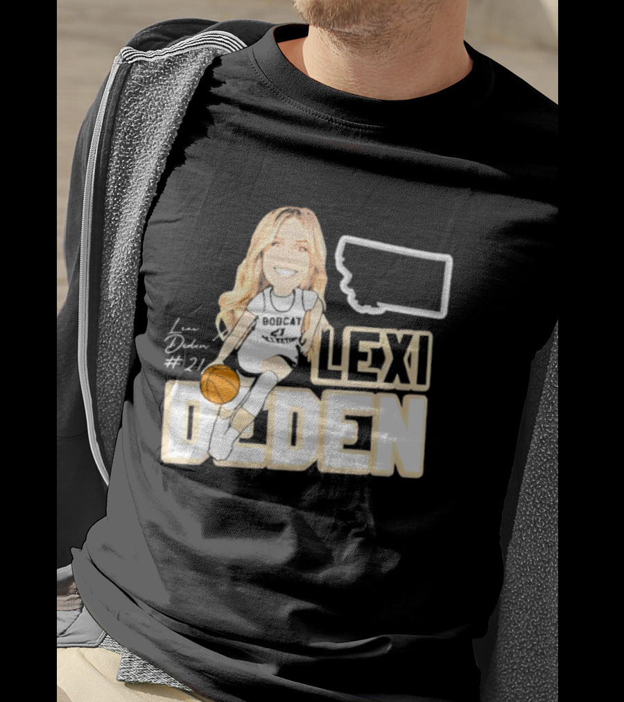 Lexi Deden 21 Bobcat Map Montana Player Caricature Basketball T-Shirt