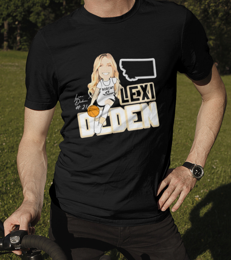 Lexi Deden 21 Bobcat Map Montana Player Caricature Basketball T-Shirt