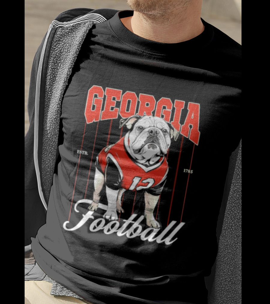Georgia Bulldogs Football 1785 Bulldog Mascot Red Jersey T-Shirt