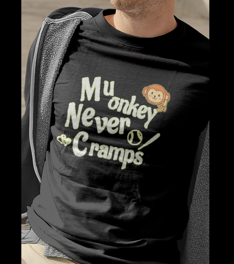 Mu Monkey Never Cramps Munenori Kawasaki Humor T-Shirt