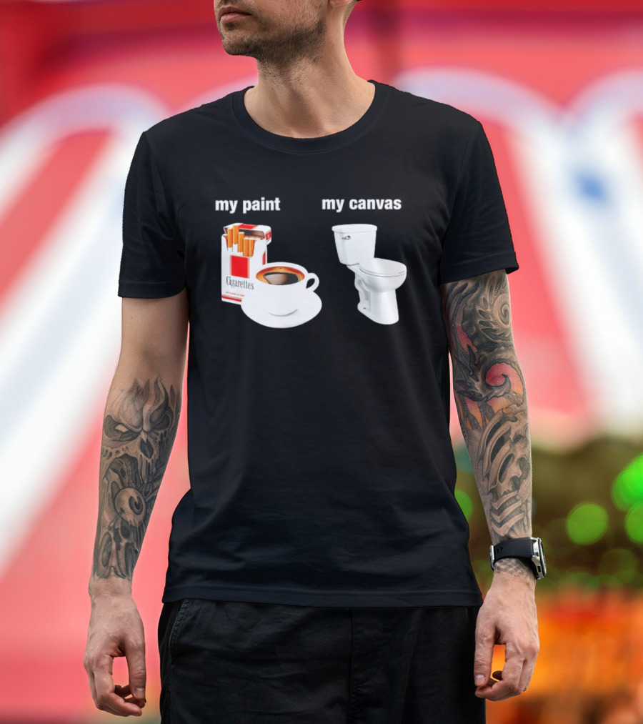 Cigarettes Coffee Toilet Funny Morning Routine T-Shirt