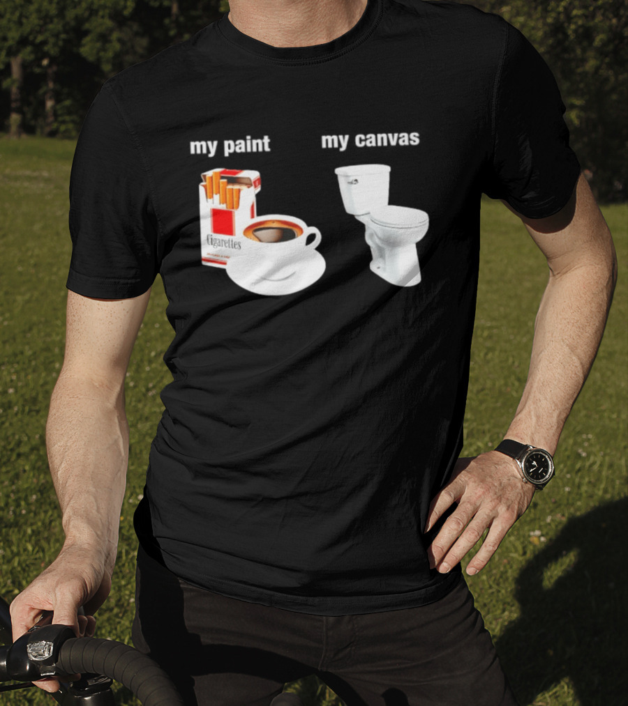 Cigarettes Coffee Toilet Funny Morning Routine T-Shirt