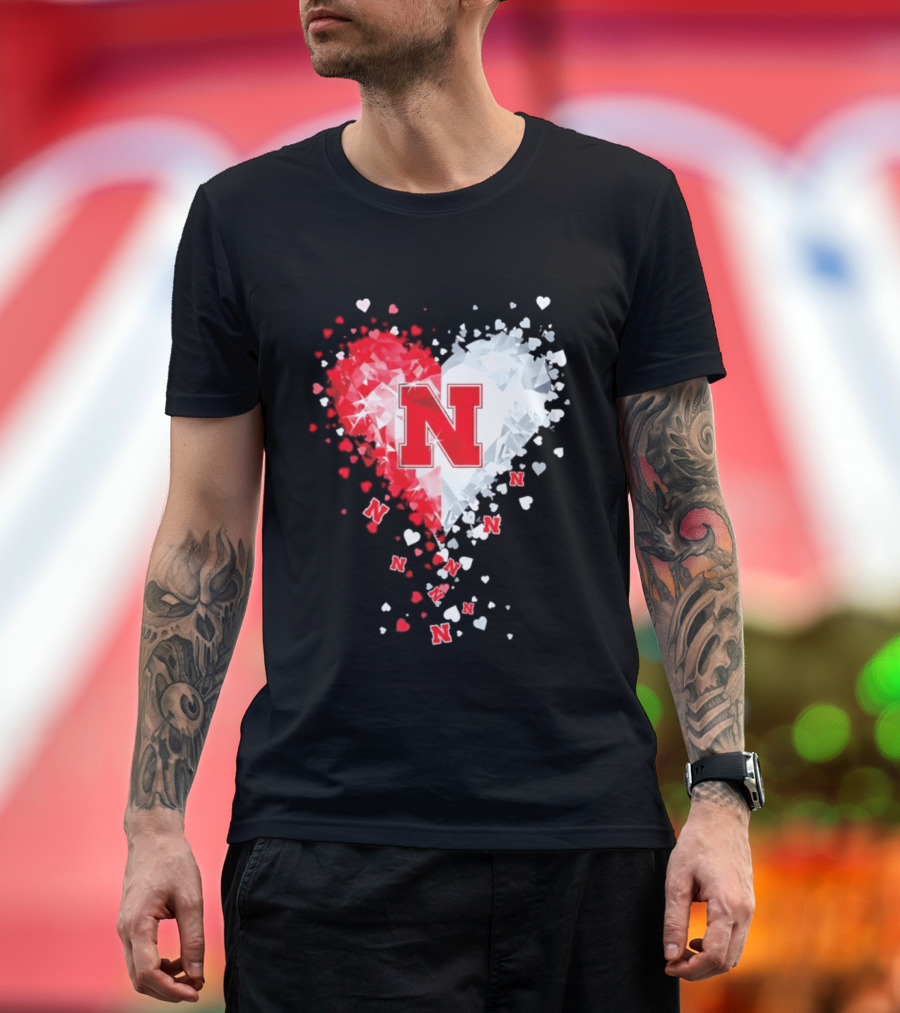 Nebraska Cornhuskers Heart Diamond Red N 2026 NCAA T-Shirt