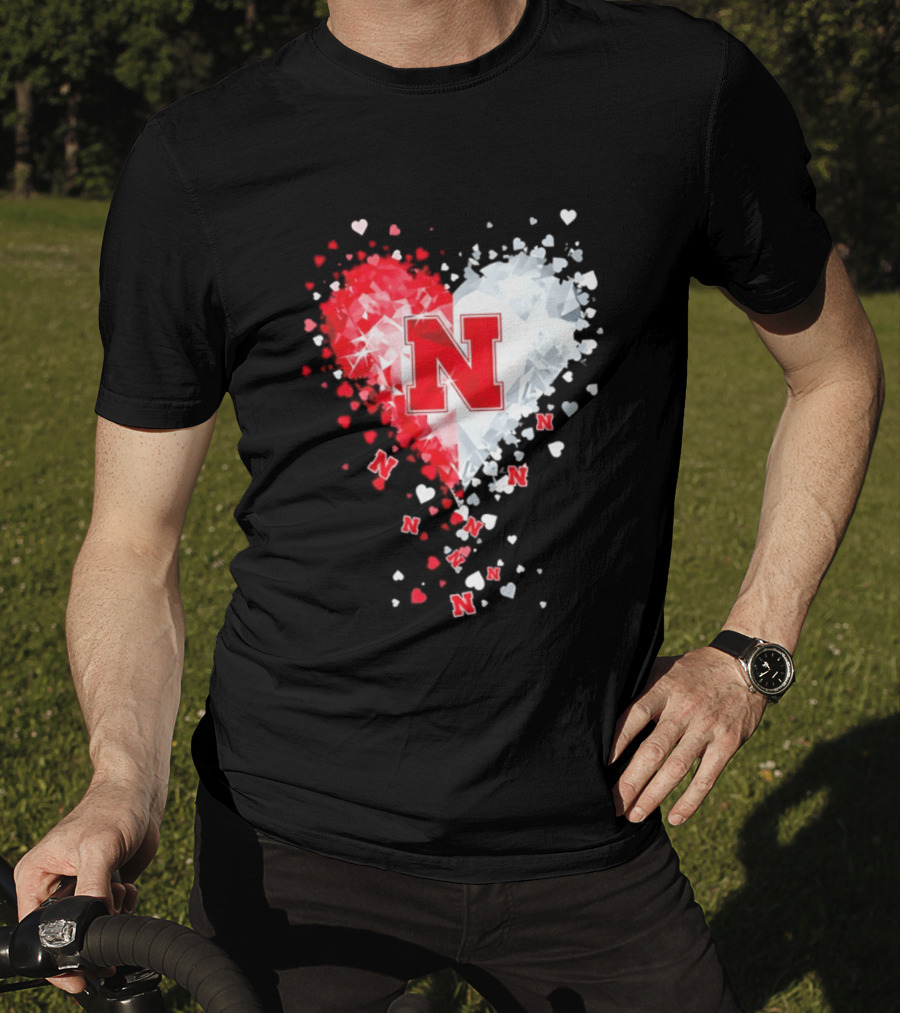 Nebraska Cornhuskers Heart Diamond Red N 2026 NCAA T-Shirt