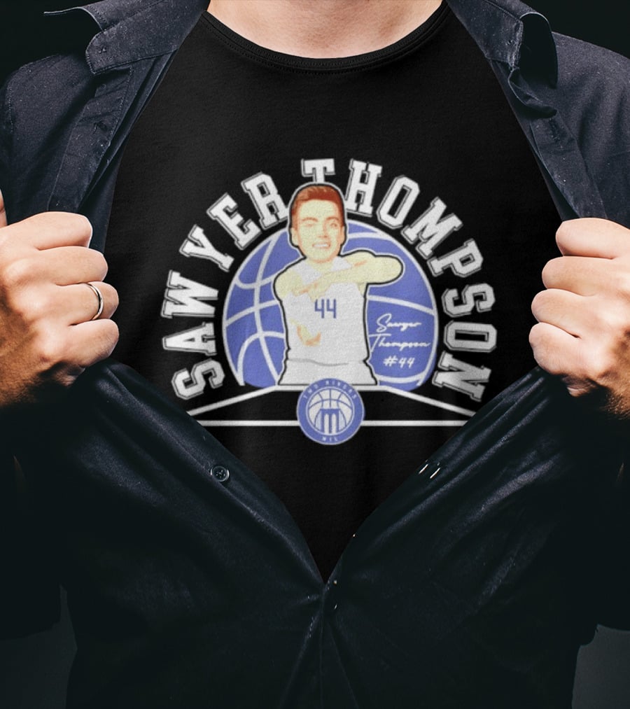 Sawyer Thompson 44 Marietta College Athletics Basketball Player Caricature T-Shirt