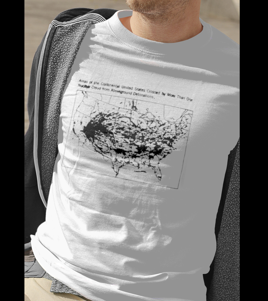 Continental US Regions Affected By Multiple Nuclear Cloud Crossings From Above Ground Detonations T-Shirt