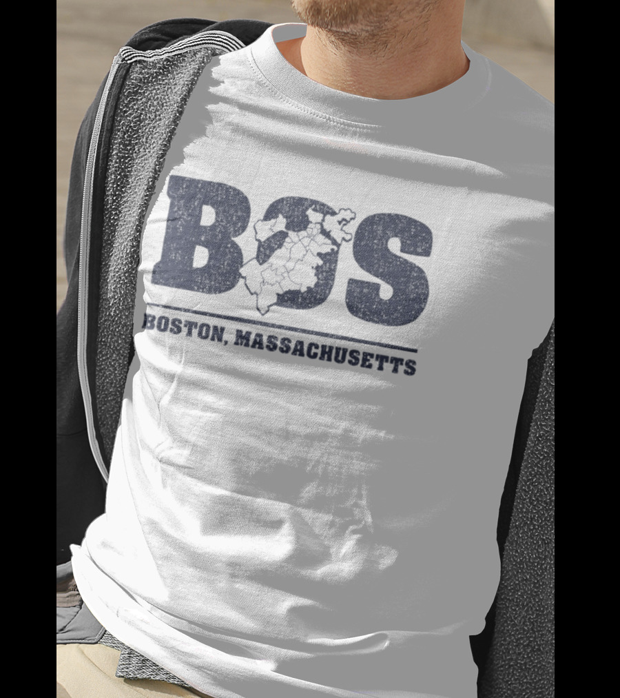 BOS Boston Massachusetts Neighborhoods Map T-Shirt
