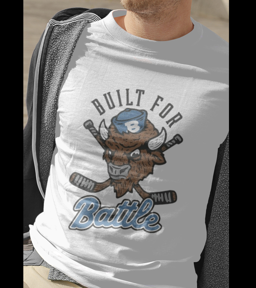 Buffalo Sabres Built For Battle Hockey Bison Crossed Sticks T-Shirt