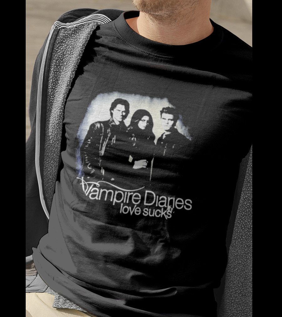 Vampire Diaries Love Sucks Damon Elena Stefan T-Shirt