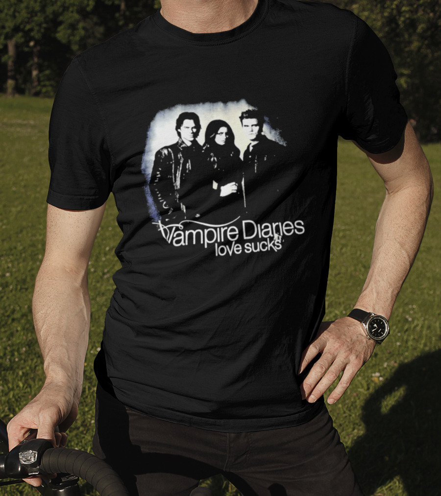 Vampire Diaries Love Sucks Damon Elena Stefan T-Shirt