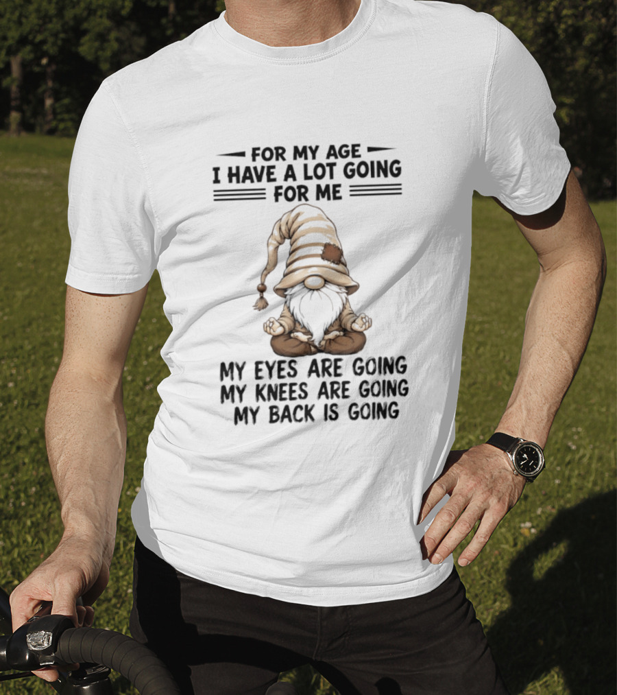For My Age I Have A Lot Going For Me My Eyes Are Going My Knees Are Going My Back Is Going Gnome T-Shirt