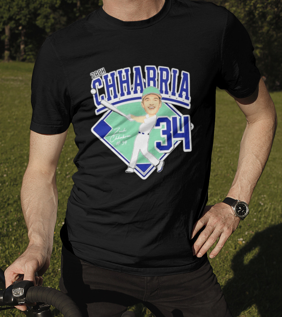 Chhabria 34 Drew University Athletics Baseball Caricature Zach Chhabria T-Shirt