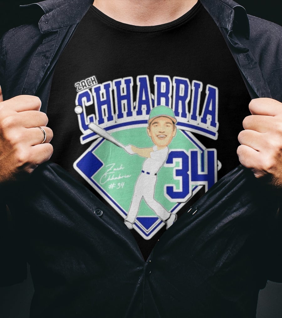 Chhabria 34 Drew University Athletics Baseball Caricature Zach Chhabria T-Shirt