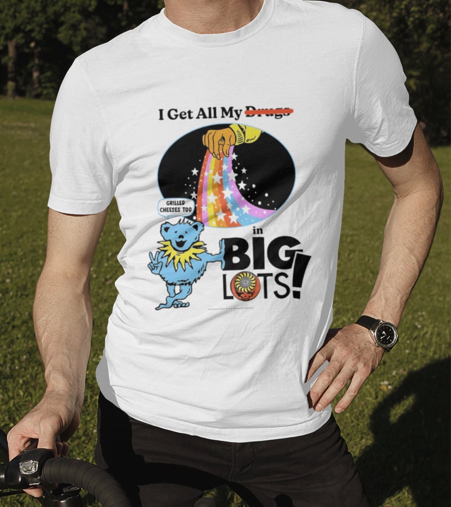 Big Lots Grilled Cheeses Too Grateful Dead Bear Rainbow Stars T-Shirt