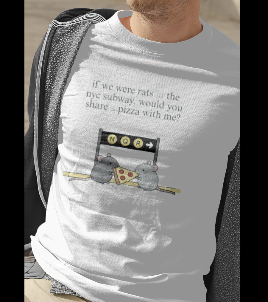 NYC Subway Rats Sharing Pizza NQR Line T-Shirt