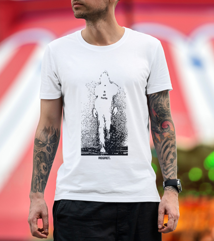 It All Hurts Regret Sadness Existential Skeleton Ghostly Figure T-Shirt