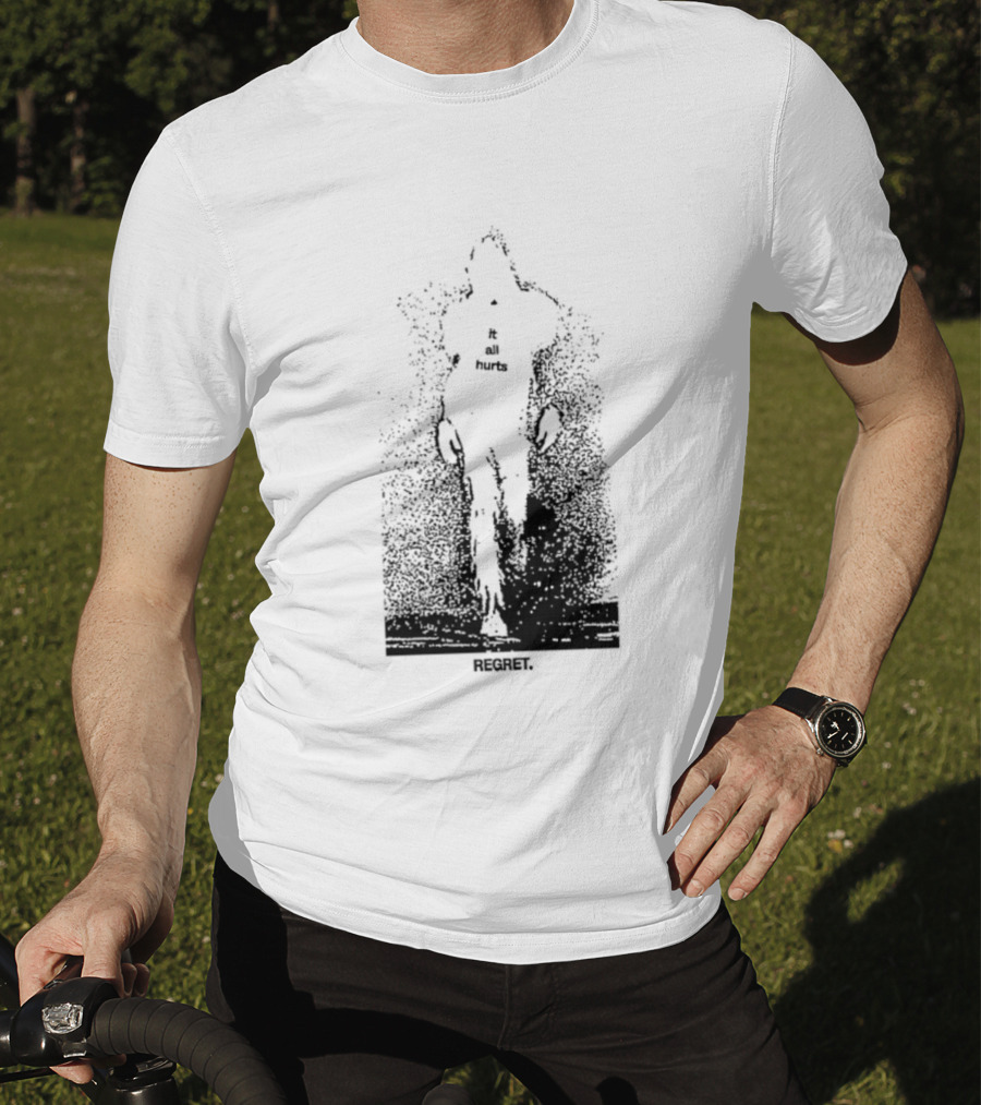 It All Hurts Regret Sadness Existential Skeleton Ghostly Figure T-Shirt